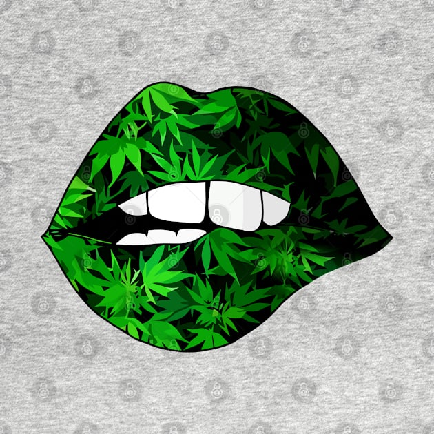 Funny Sexy Lips Cannabis Marijuana by Teeeshirt